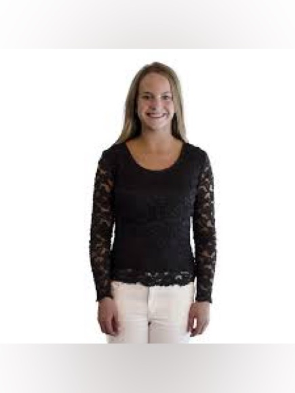 I.N.C. International concepts black lace floral top